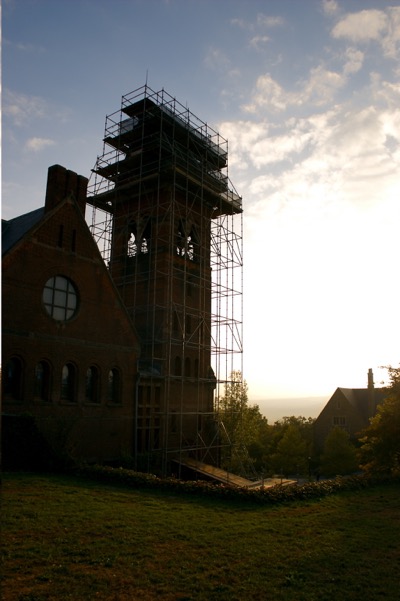 barnes hall, under scaffolding
