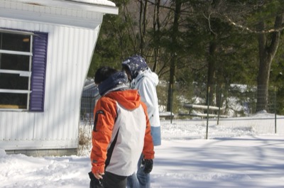 Aww. They threw snow at each other.